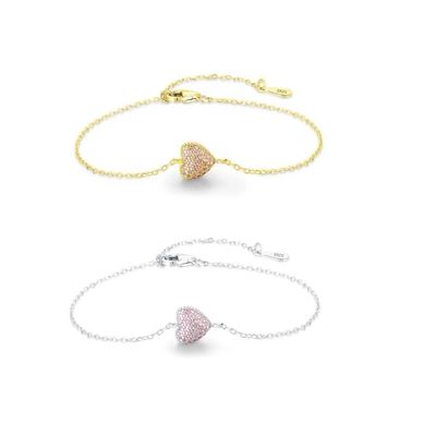 925 Sterling Silver Heart Bracelet with Zircon for Women