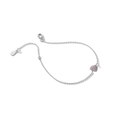 925 Sterling Silver Heart Bracelet with Zircon for Women