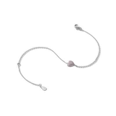 925 Sterling Silver Heart Bracelet with Zircon for Women