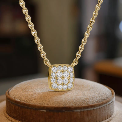 18K vergoldete 925er Sterlingsilber quadratische Zirkonia Anhänger Halskette