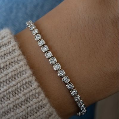 3mm Zirkonia Tennisarmband 925er Silber 14K Vergoldeter Unisex Schmuck