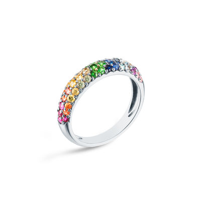 18K vergoldeter Regenbogen-Zirkon Clusterring aus 925er Sterlingsilber