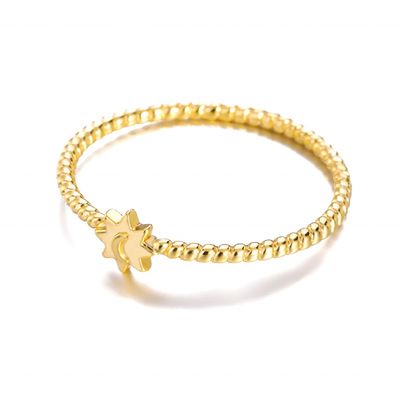 925 Sterling Silber Mond Sonne Ring 18K Vergoldet Unisex Schmuck