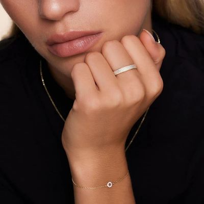 925 Sterling Silber 18K Vergoldet CZ Halb-Eternity-Ring für Damen