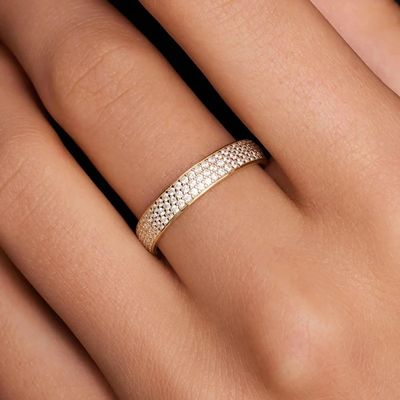 925 Sterling Silber 18K Vergoldet CZ Halb-Eternity-Ring für Damen