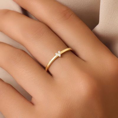 925 Sterling Silber Gold beschichtet CZ Lotus Ring für Frauen
