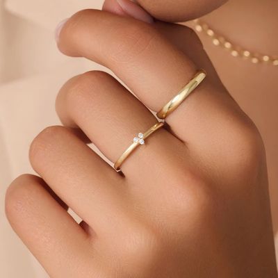 925 Sterling Silber Gold beschichtet CZ Lotus Ring für Frauen
