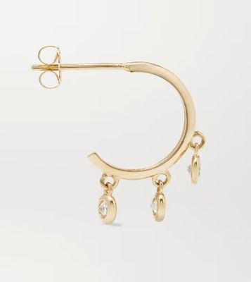 14K vergoldete Messing-Creolen mit Zirkon-Lünettenfassung