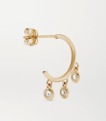 14K vergoldete Messing-Creolen mit Zirkon-Lünettenfassung