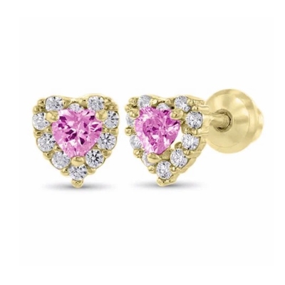 925 Sterling Silber 14K Vergoldete Herz CZ Baby Ohrstecker