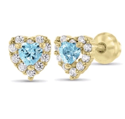925 Sterling Silber 14K Vergoldete Herz CZ Baby Ohrstecker