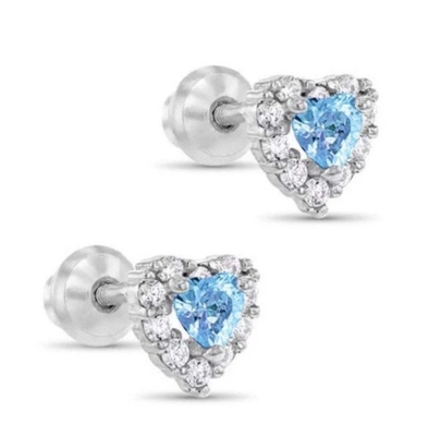 925 Sterling Silber 14K Vergoldete Herz CZ Baby Ohrstecker