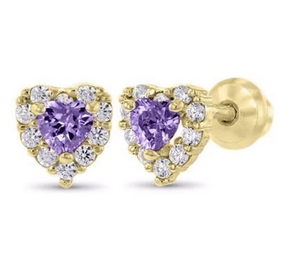 925 Sterling Silber 14K Vergoldete Herz CZ Baby Ohrstecker