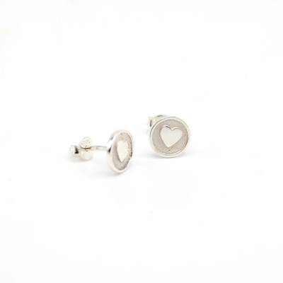 925 Sterling Silber 8mm Herzstück Ohrringe mit rosa Emaille