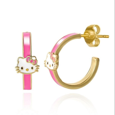 925 Silberne Katzenhoop-Ohrringe 18K Goldplattiert für Kinder