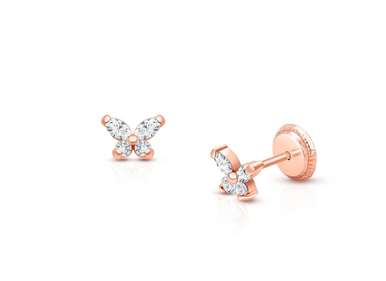 925 Sterling Silber 18K Goldplattierte Schmetterlings-Stud-Ohrringe 1,5 g