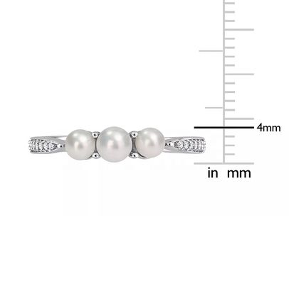 Wholesale 925 Sterling Silver Freshwater Pearl Ring with Diamond Accent in 18k Gold Plated AAAA Grade Band Ring