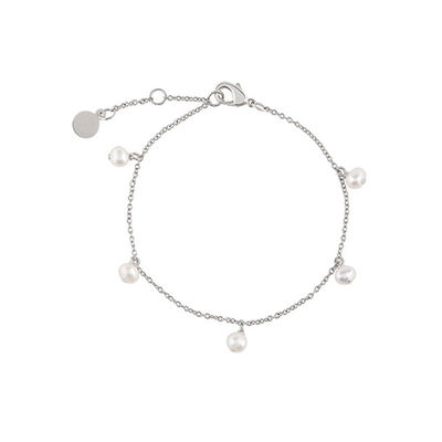 925 Sterling Silver AAAA Grade Freshwater Pearl Charm Bracelet for Women and Men