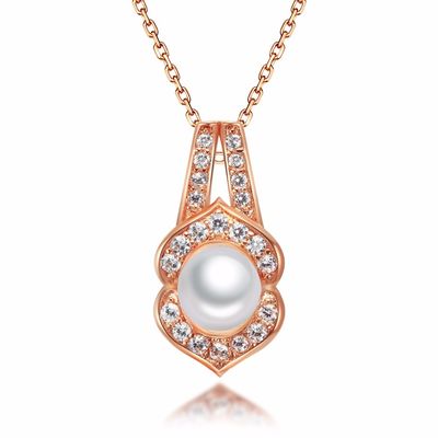 925 Sterling Silver White CZ Rose Gold Plated Pearl Jewelry Set for Women Wedding & Anniversary