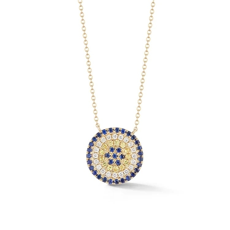 Blau und Weiß CZ Halskette Kreis in Form von 925 Sterling Silber für Mädchen