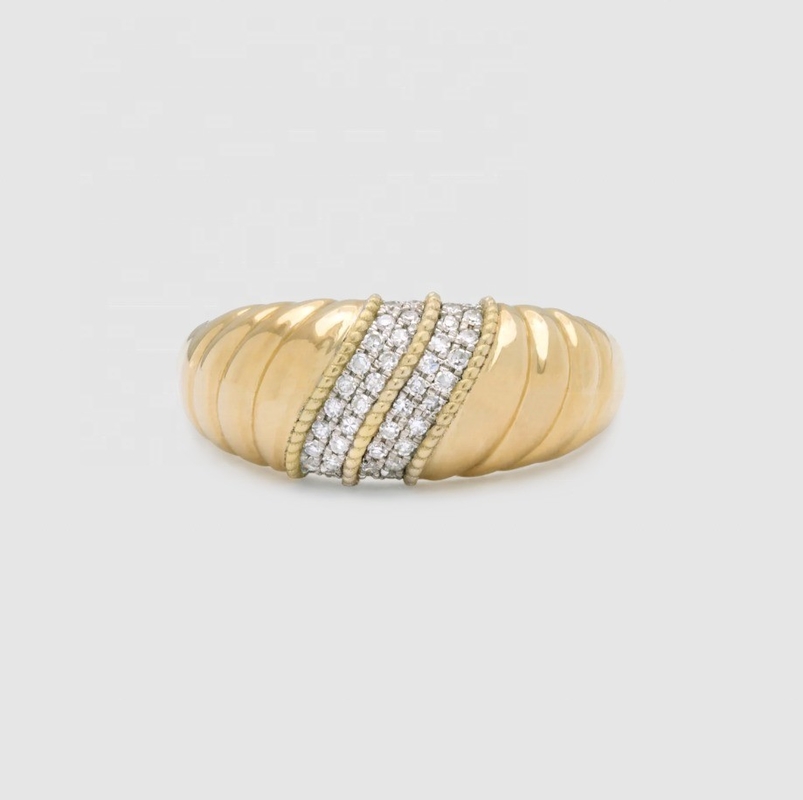 Platinplattierung Runde Brillantes Schnitt Diamantkuppelring für Frauen Feinschmuck OEM / ODM