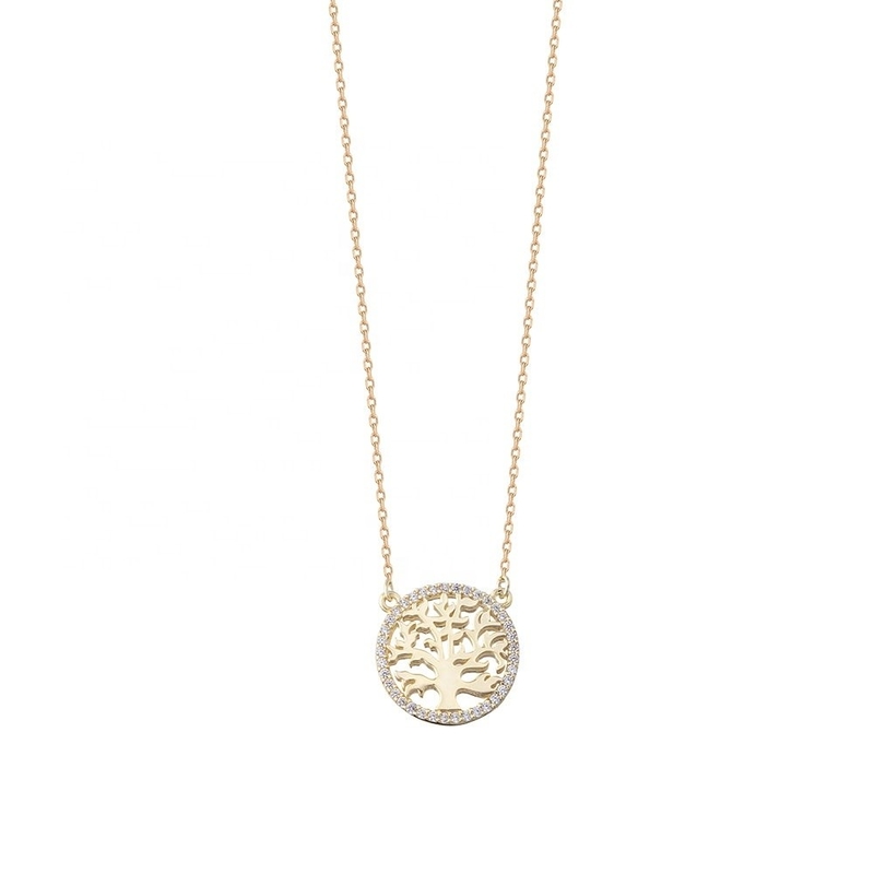 Party Gelegenheit 18K Gold Plattiert Sterling Silber Baum des Lebens Anhänger Halskette für Frauen