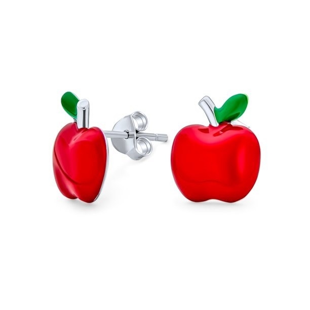 Wunderbare rote und grüne Apfelringe für kleine Mädchen in 925 Sterling Silber