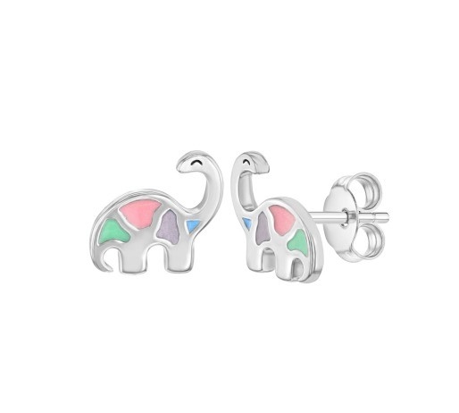 Farbenreiche Dinosaurier-Stud-Ohrringe 925 Sterling Silber für kleine Mädchen