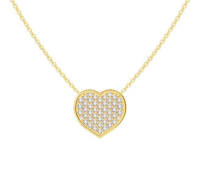 18" Kette Länge Runder Schnitt Diamant 925 Sterling Silber Herz Anhänger Halskette für Frauen