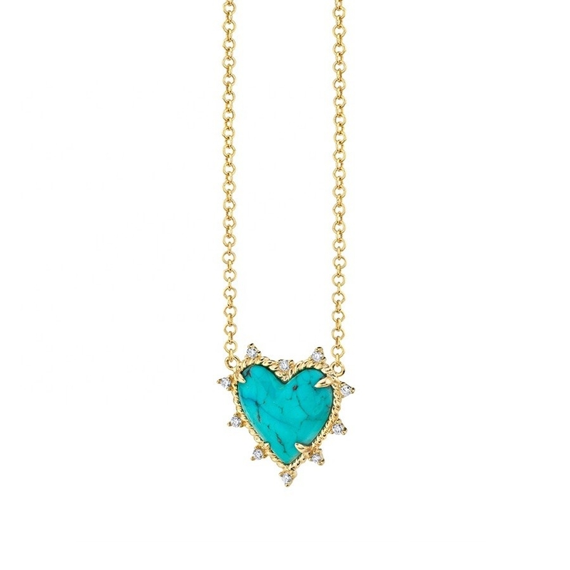 925 Sterling Silberkette Schmuck Diamant und Türkis Herz Twist Halskette Keine Perlenkette