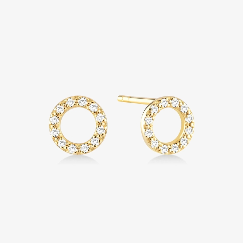 18K Goldplattiert 925 Sterling Silber Klassiker Stud Ohrringe für Mädchen Modeaccessoire