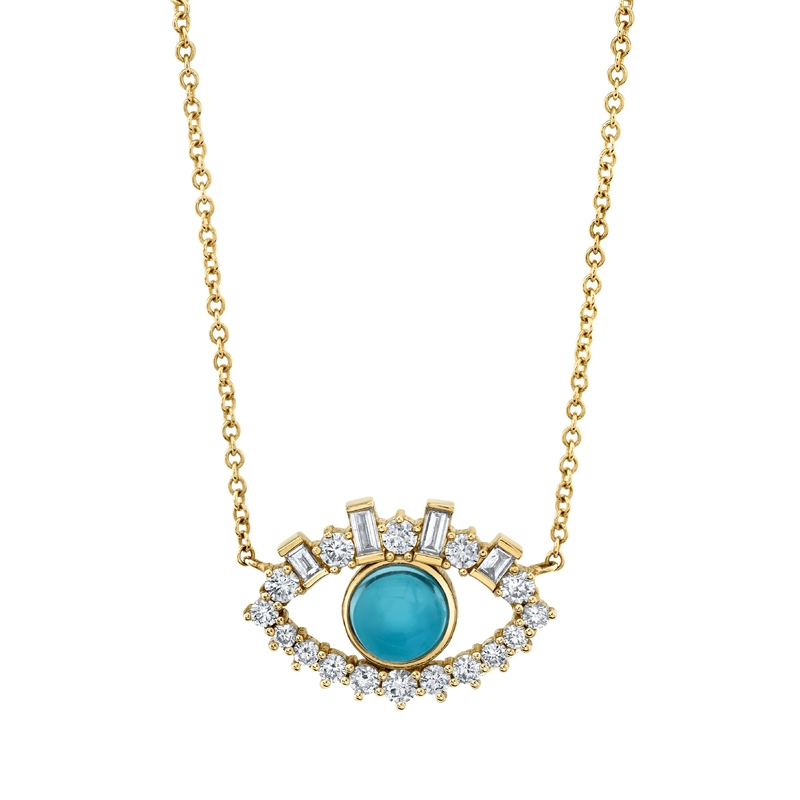 18K Gold überzogen Baguette Kubik Zirkon 925 Sterling Silber Frauen böse Augen Halskette