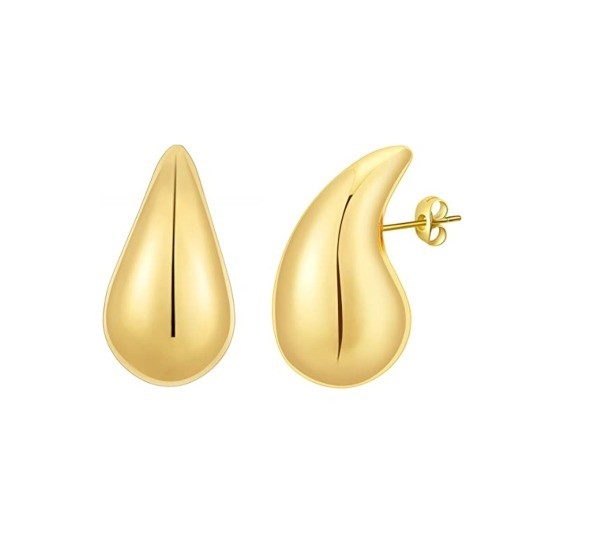 Customized Logo 18K Gold Plattiert Tränendropfen Hohl Stud Ohrring für Mädchen Schmuck Party