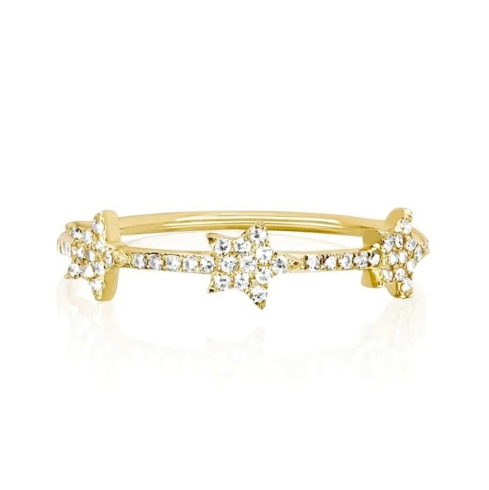 18K Goldplattiert Silber CZ Star Statement Ringe für Frauen Mikro Pave Setting Zertifiziert