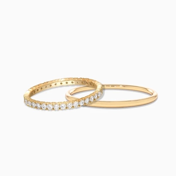 18K-Goldplattierte Hochzeitsring für Frauen 925 Sterling Silber Set
