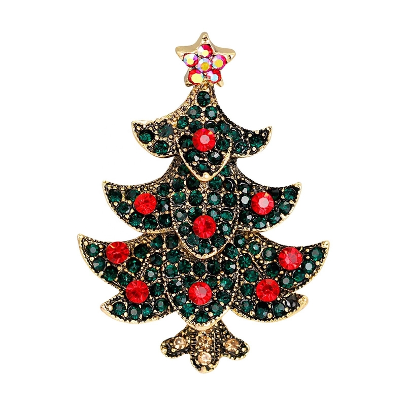 Messing Weihnachtsbaum Brosche Stift OEM Vintage Art Weihnachtsbaum Stift
