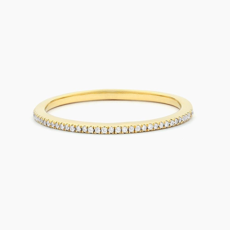 Hot Item 18K Gold beschichtet Halbe Ewigkeit Stapelbar 925 Sterling Silber Frauen Band Ring