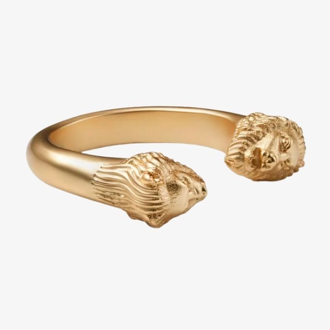 Einstellbarer Manns Lion Head Ring 18K Gold Größe 5 - Größe 10 Messing Lion Ring