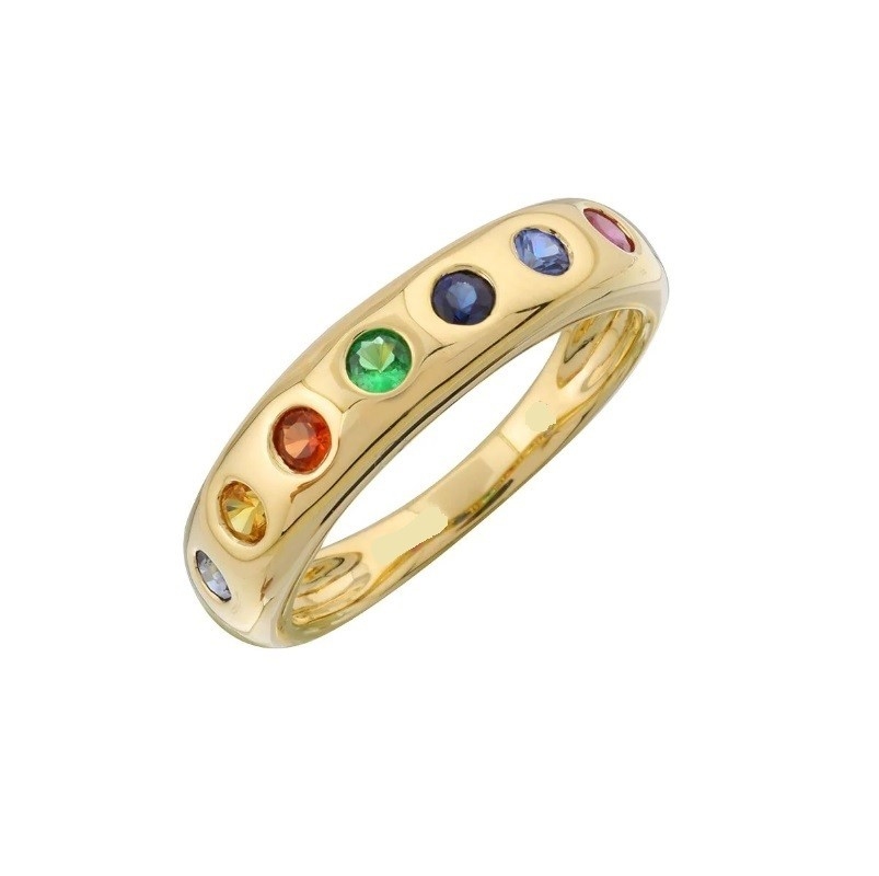 Mehrfarbige Steine, die sich stapeln, Mode-Ring Schmuck für Mädchen in 925 Sterling Silberband