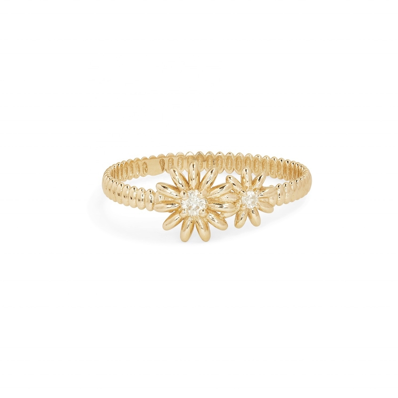 Fashion Gold Plattiert 925 Sterling Silber Daisy CZ Ring Frauen Eleganz Accessoire