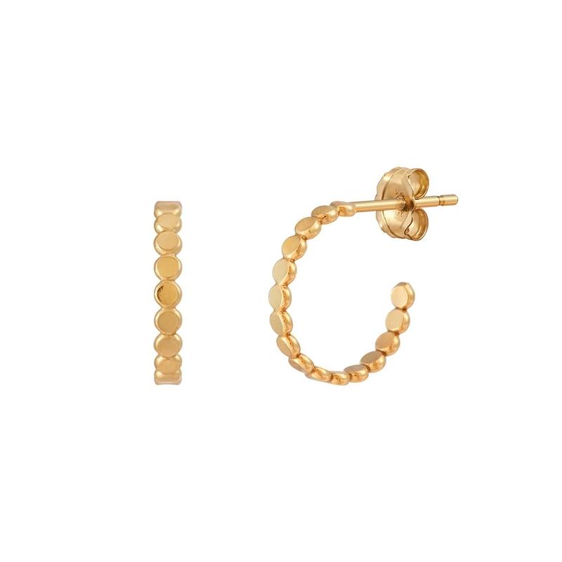 Trendy 18K Gold Plattierte Flachscheibe 925 Sterling Silber Hoop Ohrringe für Mädchen