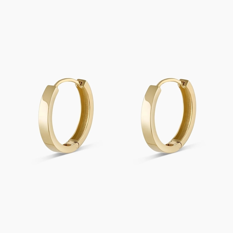 18K-Goldplattierte einfache Huggies Massiv Mode Ohrringe Schmuck für Mädchen Klassik Design