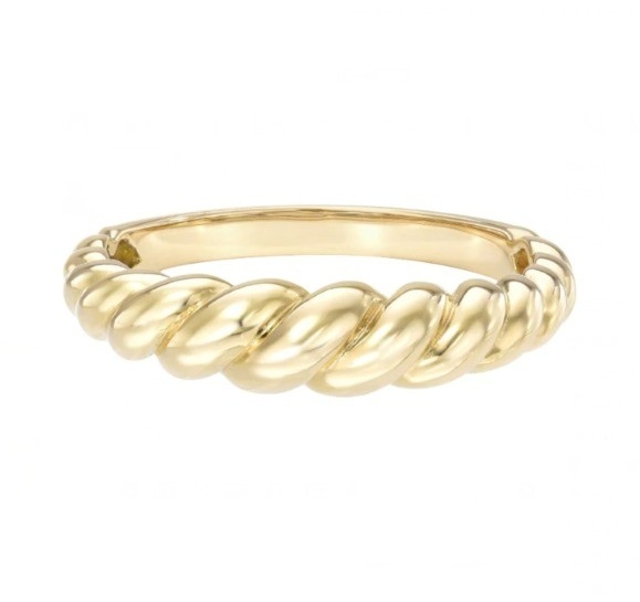 Erstaunlicher Barock 14K Gold Gradient Twist 925 Sterling Silber Damenring Schmutzfrei Schmuck