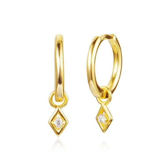 Option Stein Farbe Trendy 18k Echtgold Plattiert Hoop Dangle Ohrring in 925 Sterling Silber