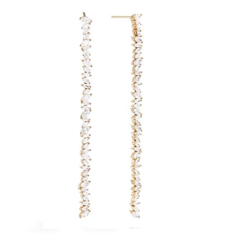 Schmuck Custom andere Ohrringe Typ Long Silberplattierung Ohrringe mit Marquis CZ Stein
