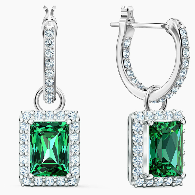 Grüne CZ Diamant 925 Sterling Silber Klassiker Luxus Hoop Ohrringe für Frauenmodelle