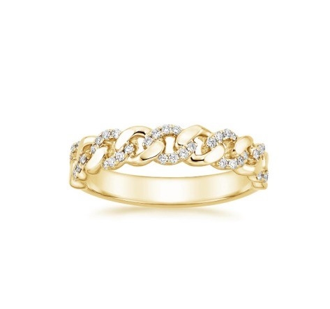 Micron Pave CZ 18K Goldplattierte Stapelkettenverbindung 925 Sterling Silber Frauenringe