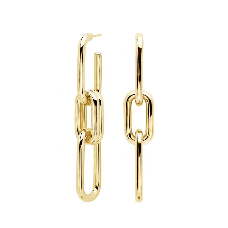 Goldplattierte Silber Customized Logo Long Chain Drop Ohrringe für Frauen