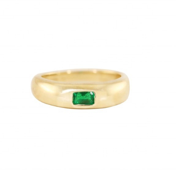 Schmuck Art Ringe Vintage 18K Gold Plattiert Smaragd Baguette Kuppel Edelstein Ringe für Frauen