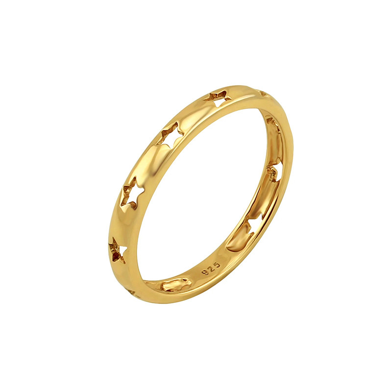 Trendy Style Star Hollow Eternity Band Ringe in 925 Silber Schmuck mit 18K Goldplattierung